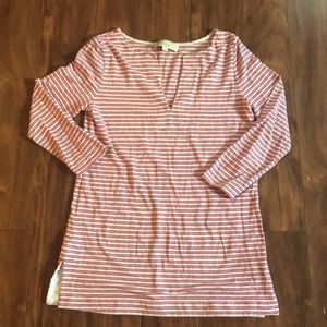 LOFT - Pink and White striped 3/4 T